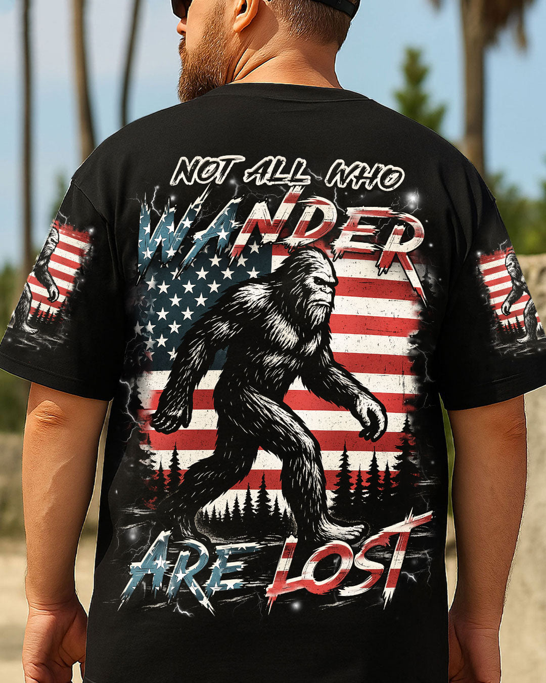 BLISSCORNERS NOT ALL WHO WANDER ARE LOST BIGFOOT ALL OVER PRINT