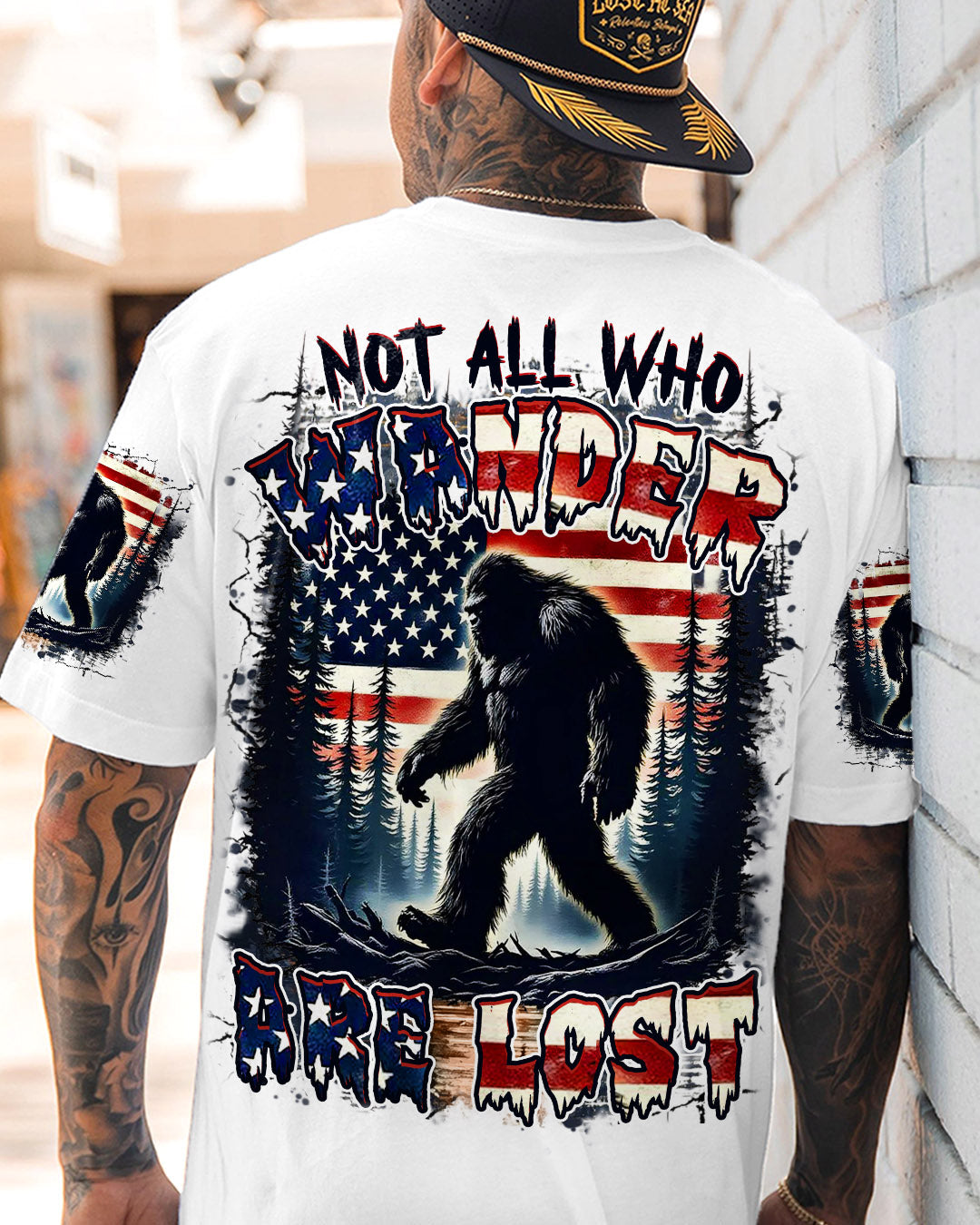 BLISSCORNERS NOT ALL WHO WANDER ARE LOST BIGFOOT ALL OVER PRINT