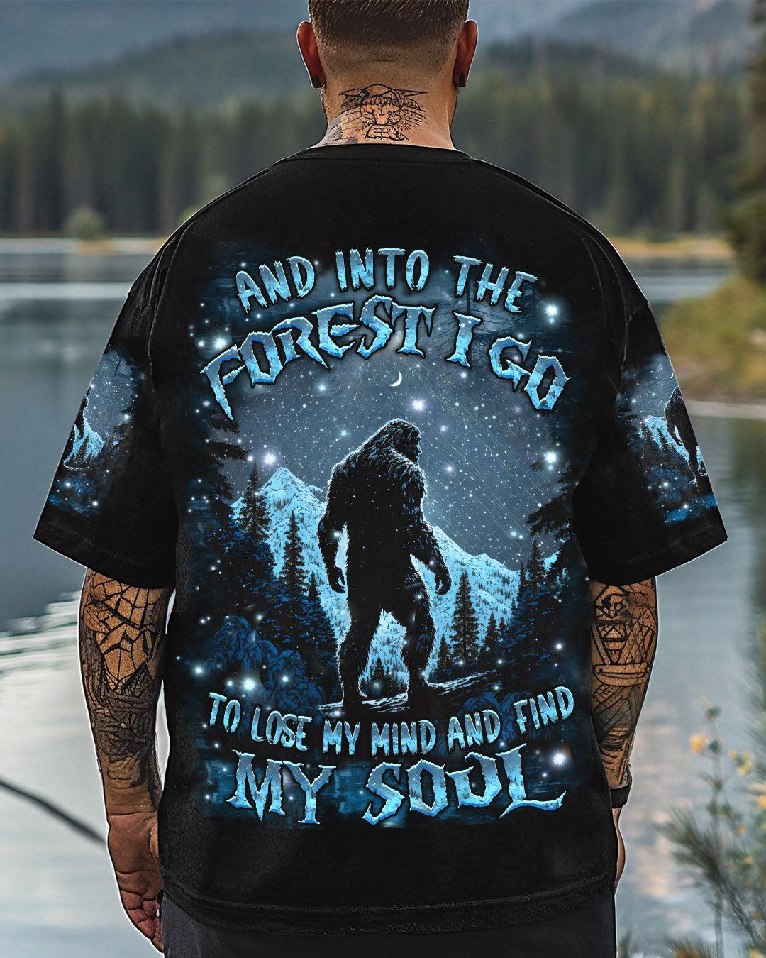 BLISSCORNERS AND INTO THE FOREST I GO BIGFOOT ALL OVER PRINT