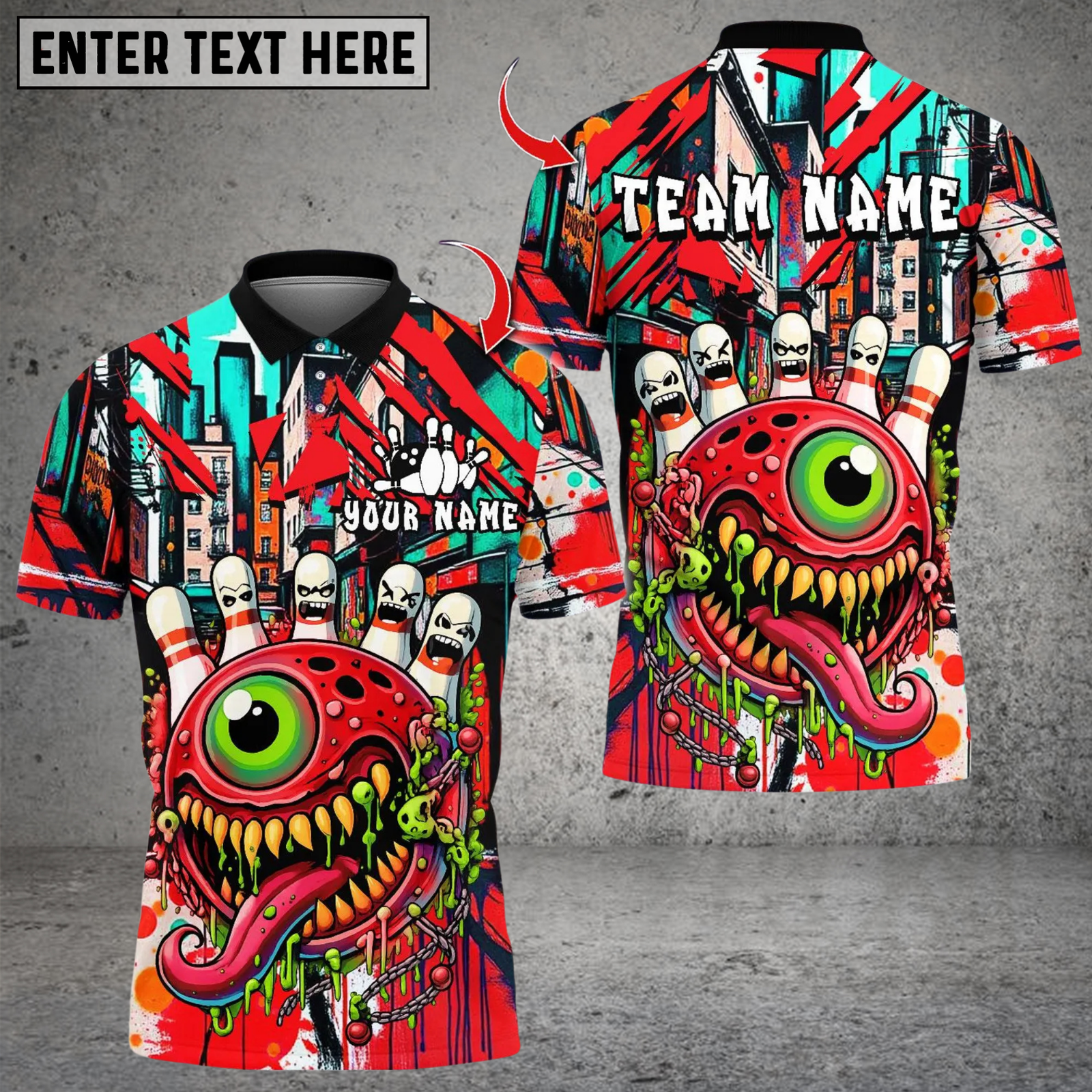 Blisscorners Bowling Alien Cyclops Monster Ball Multicolor Customized Name, Team Name 3D Shirts