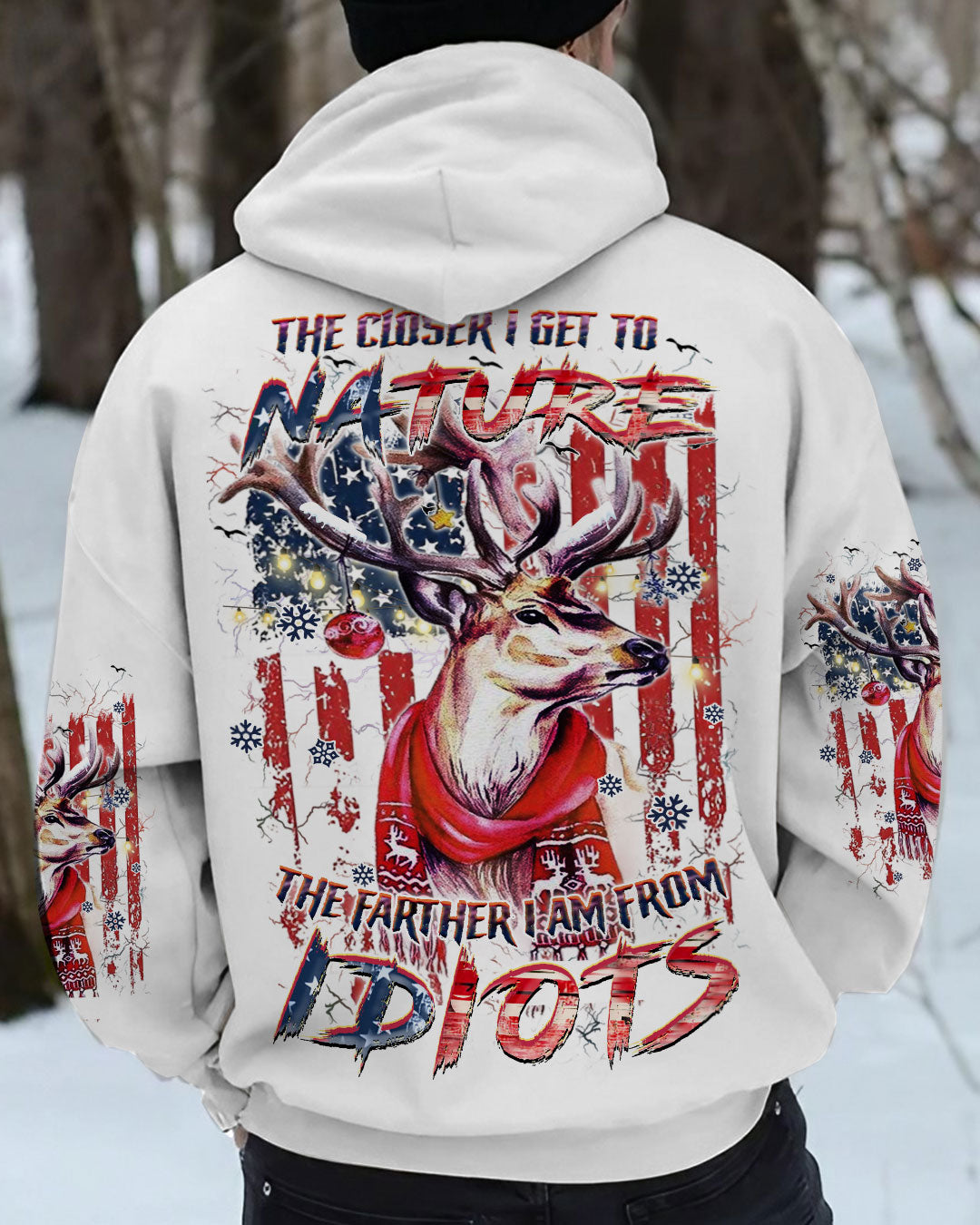 BLISSCORNERS THE CLOSER I GET TO NATURE DEER CHRISTMAS ALL OVER PRINT