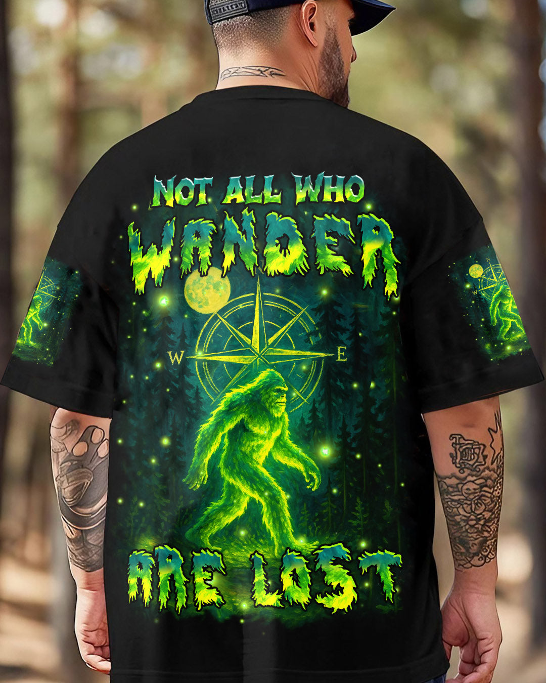BLISSCORNERS NOT ALL WHO WANDER ARE LOST BIGFOOT ALL OVER PRINT