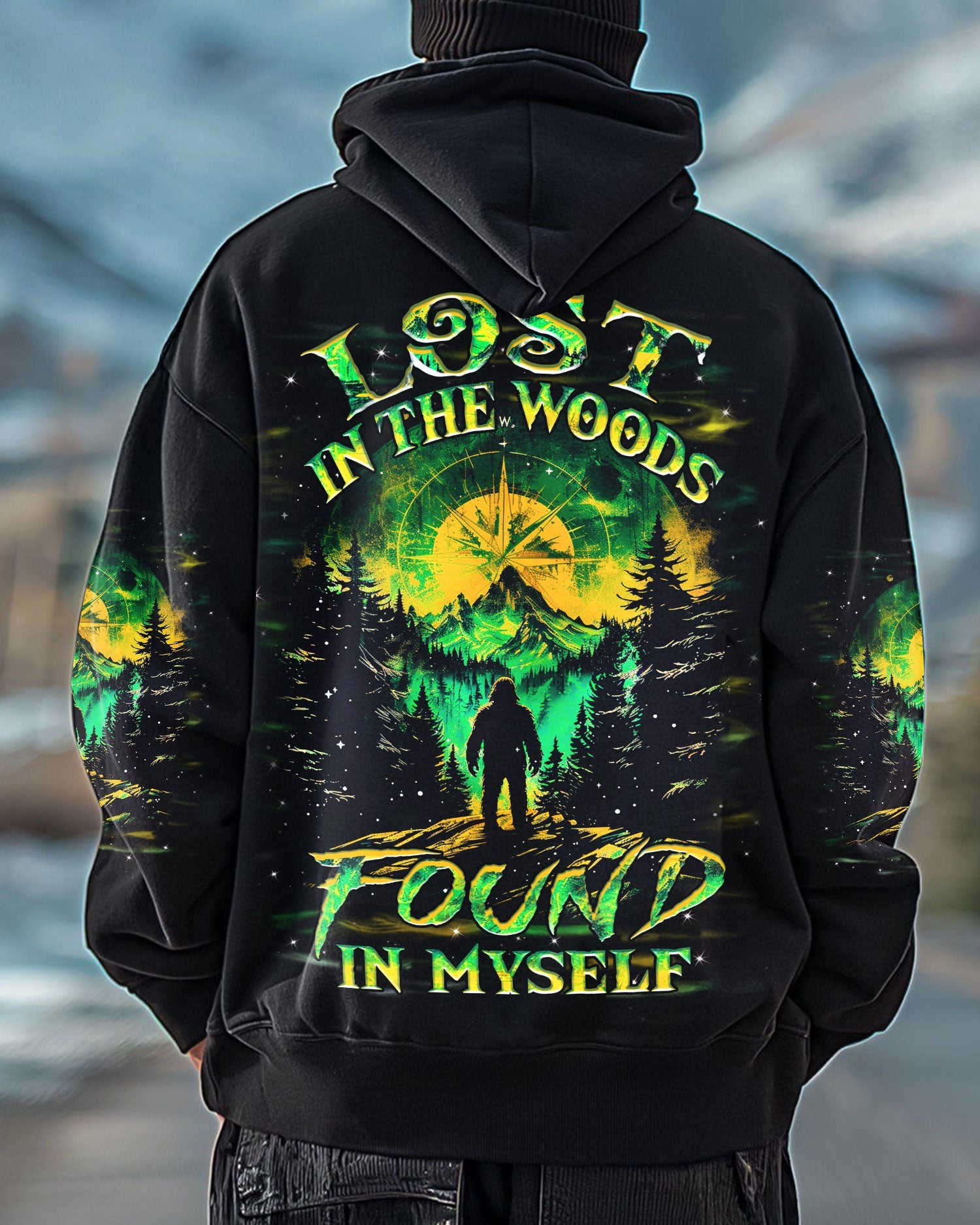 BLISSCORNERS LOST IN THE WOOD FOUND IN MYSELF BIGFOOT ALL OVER PRINT