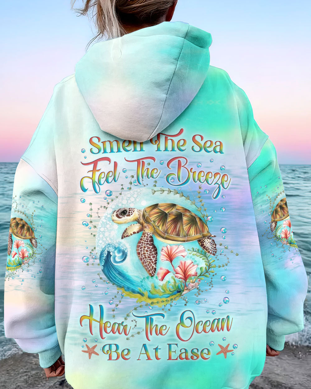 BLISSCORNERS SMELL THE SEA FEEL THE BREEZE TURTLE ALL OVER PRINT