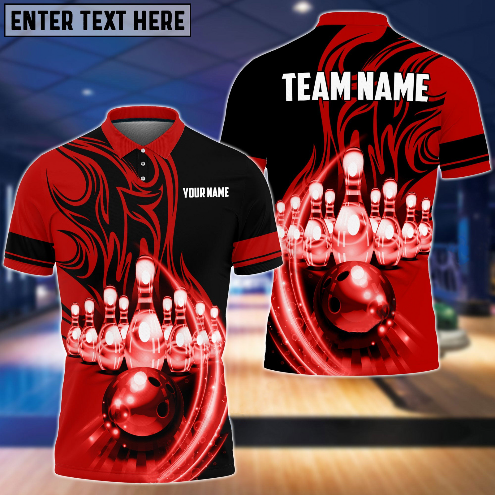 Blisscorners Flame Bowling Ball Break Pins Multicolor Option Customized Name 3D Shirt