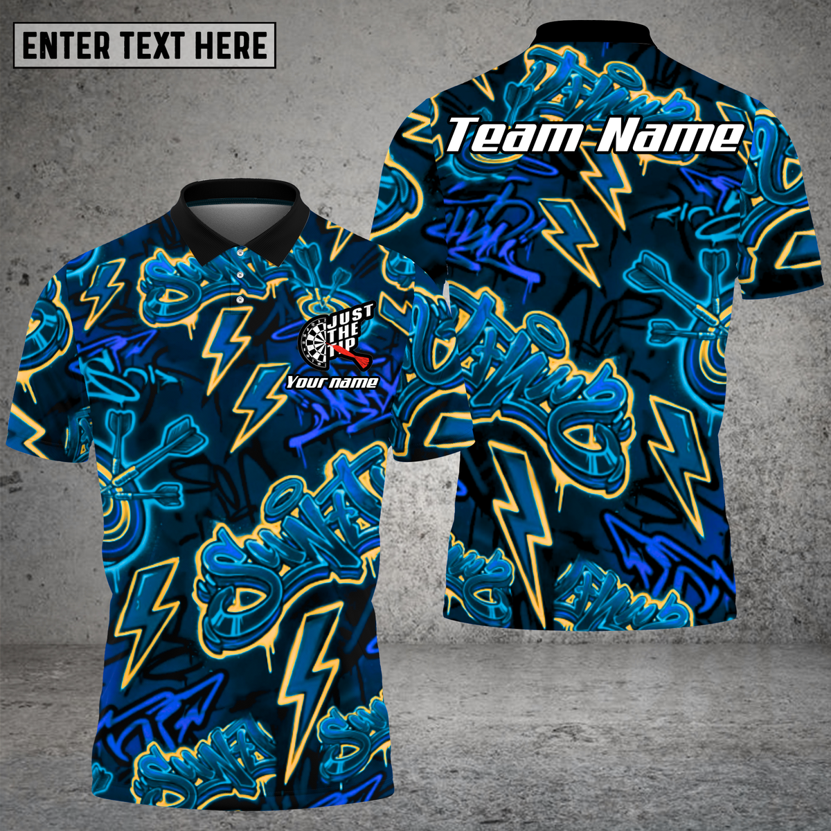 Blisscorners Graffiti Dart Shirt Neon Lightning Style Multioptions Personalized Name, Team Name Unisex 3D Shirt (4 Colors)