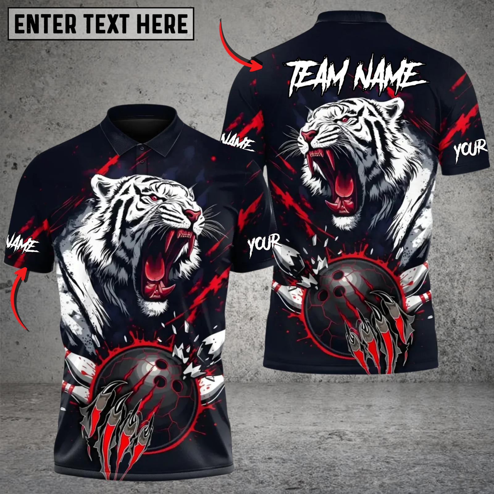 Blisscorners Bowling White Tiger Rage Multicolor Customized Name, Team Name 3D Shirts