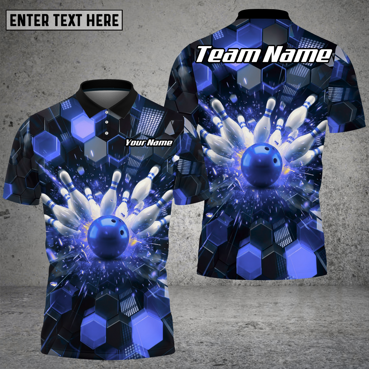 Blisscorners Bowling Pin Strike Explosion Purple Multioptions Personalized Name, Team Name Unisex 3D Shirt (4 Colors)