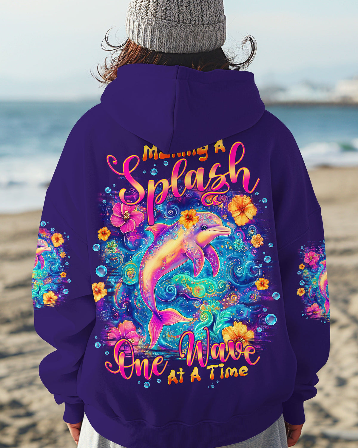 BLISSCORNERS MAKING A SPLASH ONE WAVE AT A TIME DOLPHIN ALL OVER PRINT