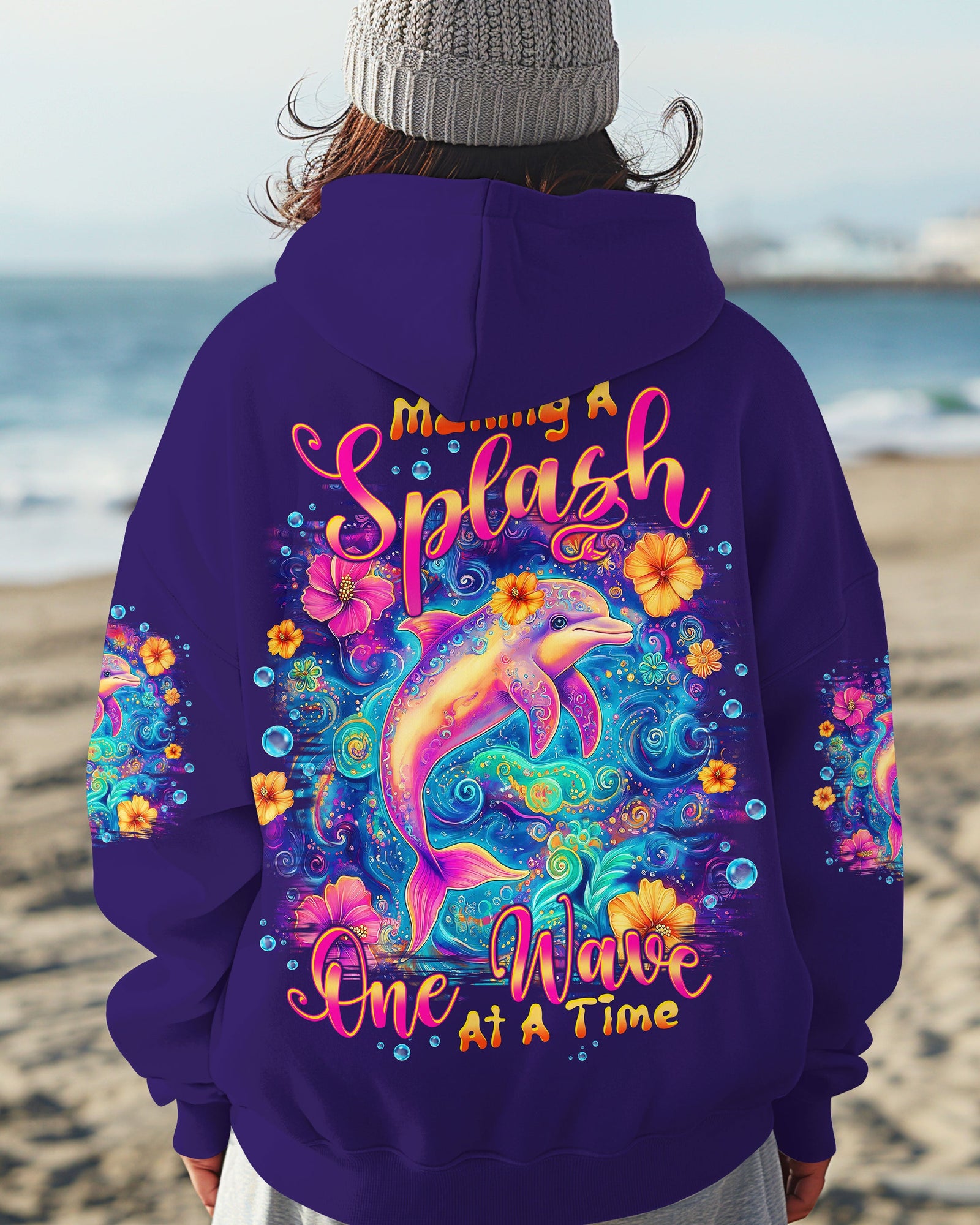 BLISSCORNERS MAKING A SPLASH ONE WAVE AT A TIME DOLPHIN ALL OVER PRINT