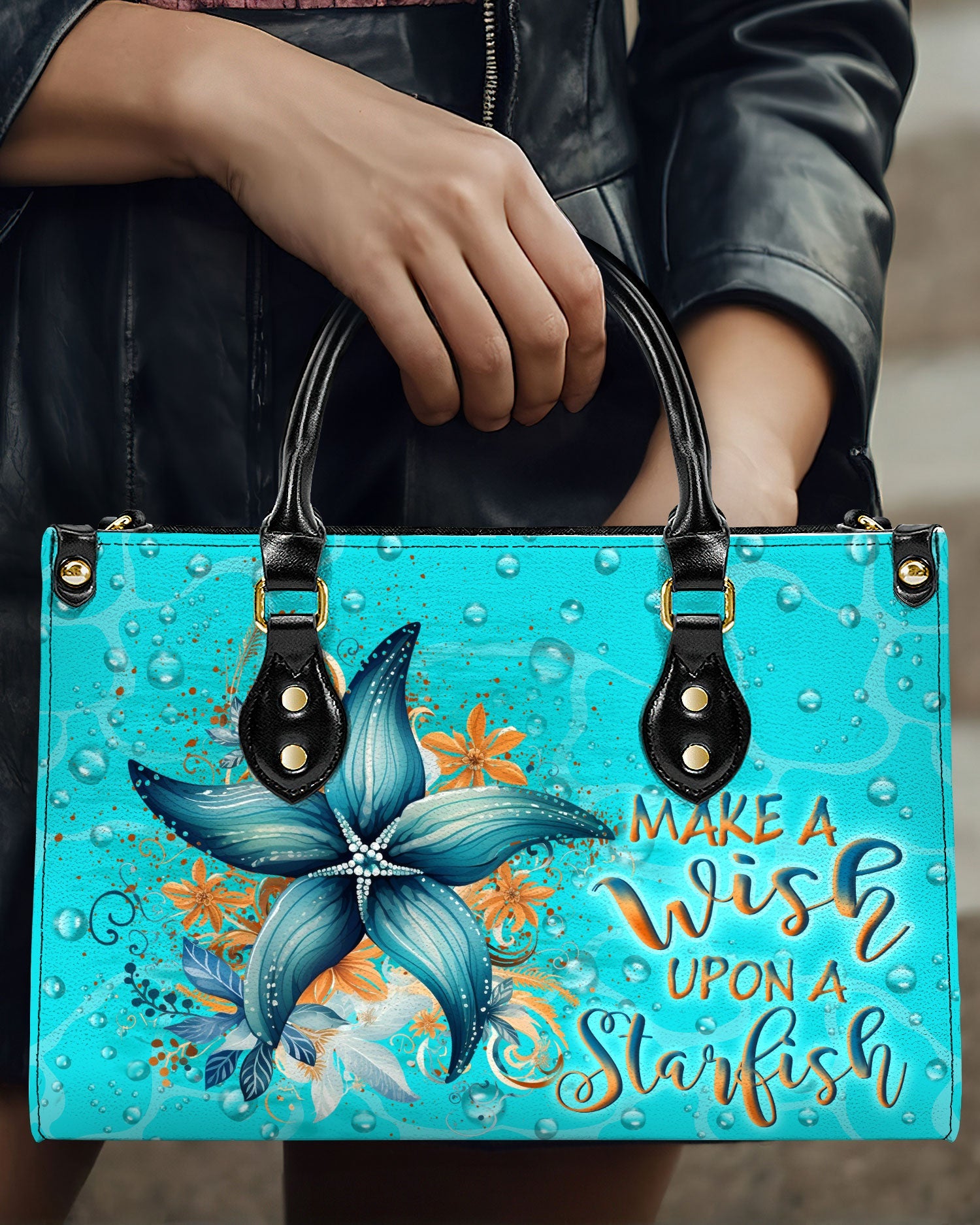 BLISSCORNERS MAKE A WISH UPON A STARFISH LEATHER HANDBAG