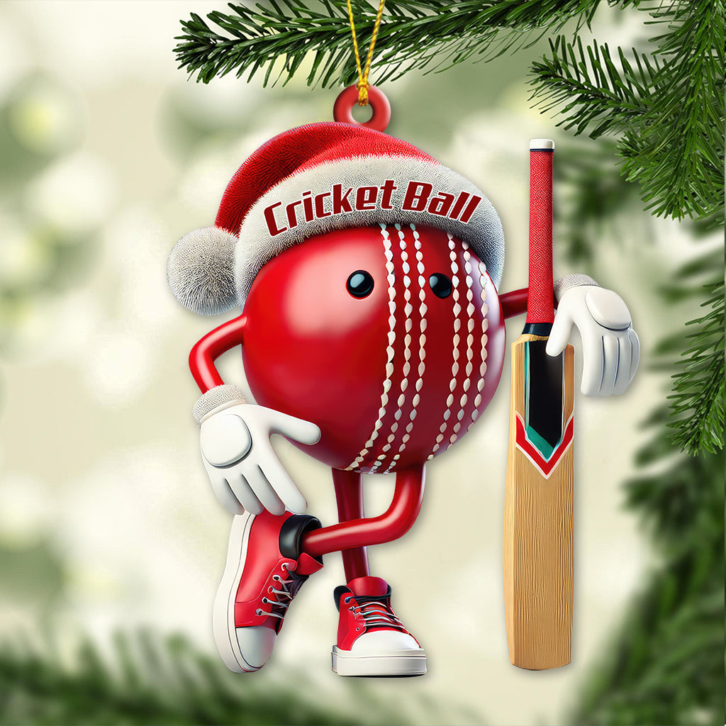 Blisscorners Custom Name Cricket Ball Ornament, Cricket Ball Lover Christmas Gift2D Flat LM2211