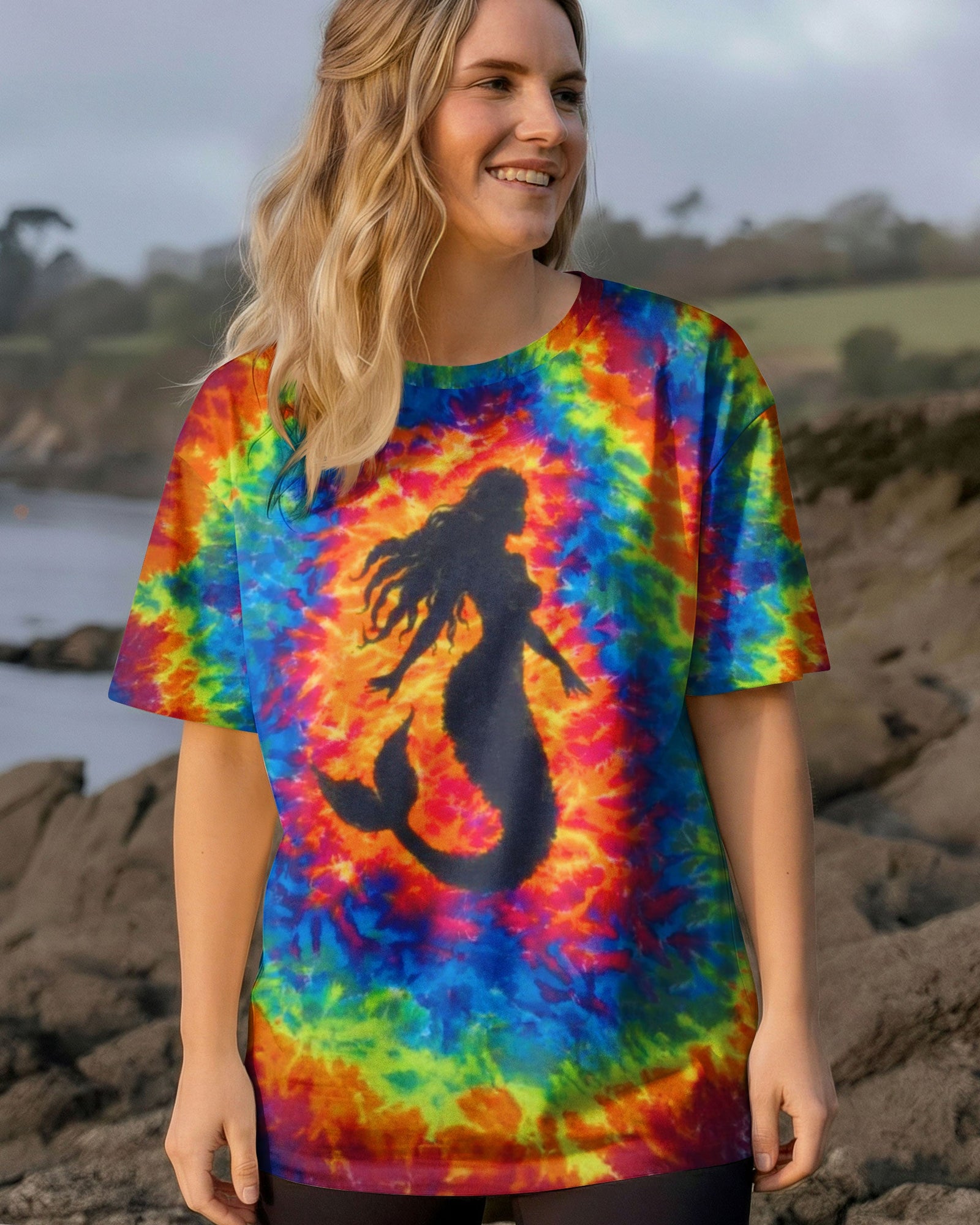 BLISSCORNERS MERMAID COLORFUL SWIRL  ALL OVER PRINT