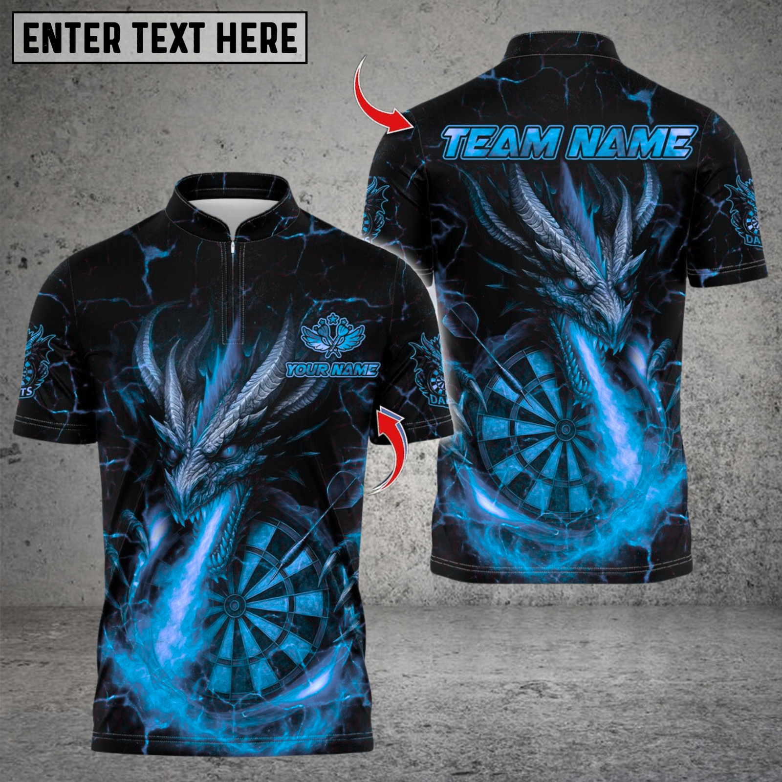 Blisscorners Darts Flame Dragon With Dartboard Multicolor Customized Name, Team Name 3D Shirts