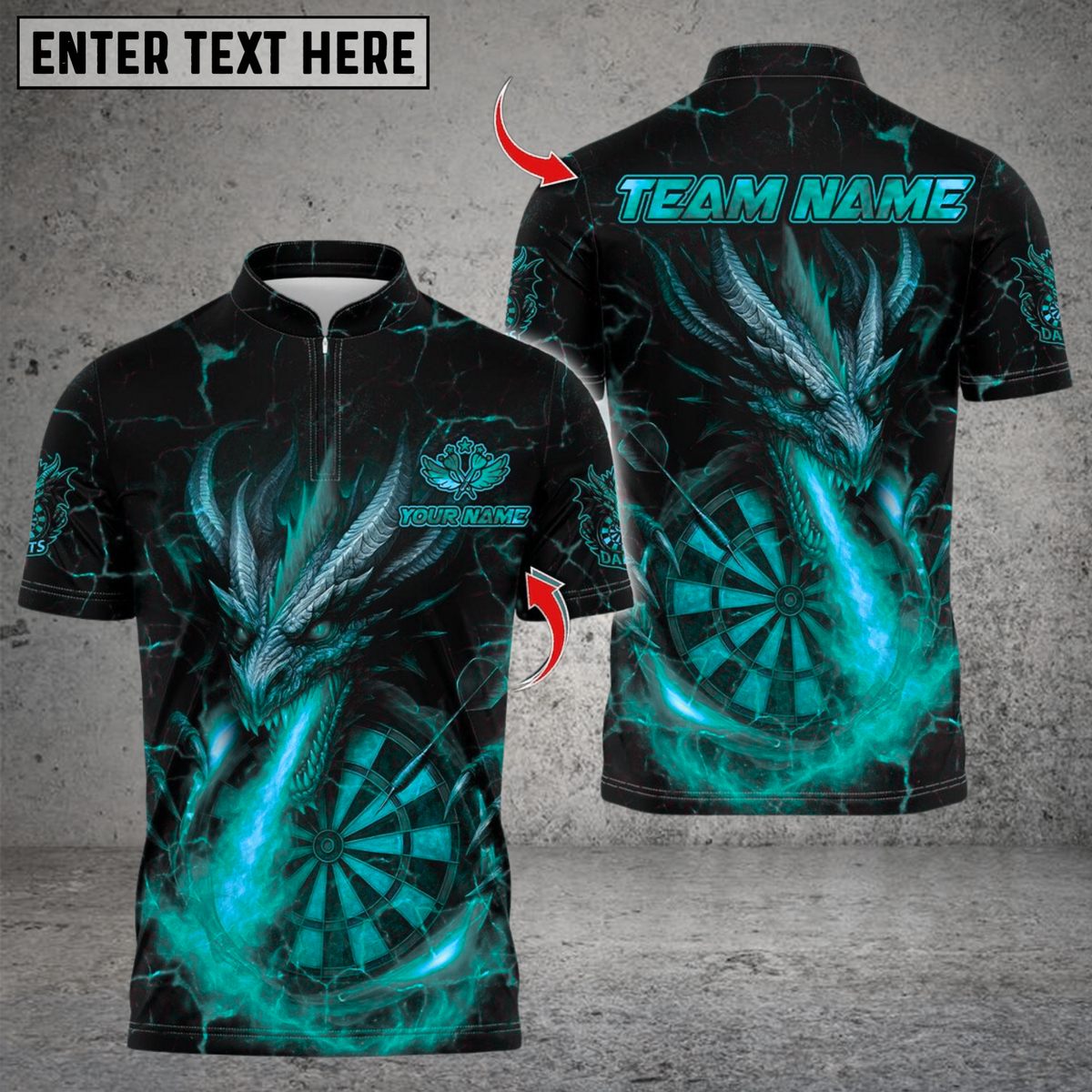 Blisscorners Darts Flame Dragon With Dartboard Multicolor Customized Name, Team Name 3D Shirts