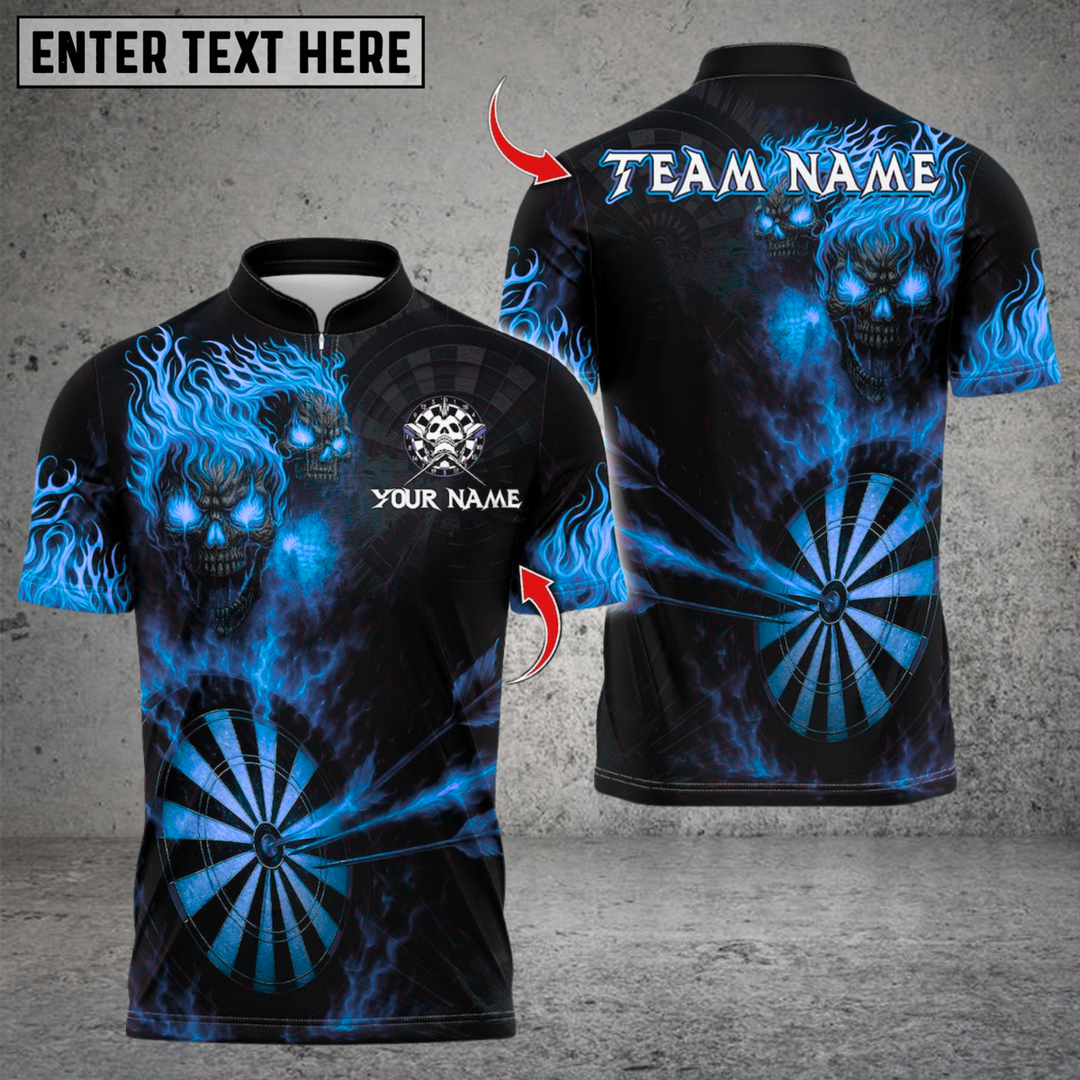 Blisscorners Darts Flame Skull With Dartboard Multicolor Customized Name, Team Name 3D Shirts