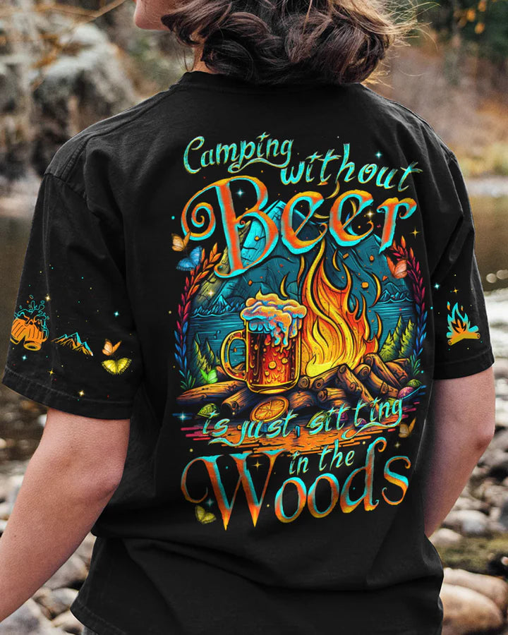 BLISSCORNERS CAMPING WITHOUT BEER IS JUST SITTING IN THE WOODS ALL OVER PRINT