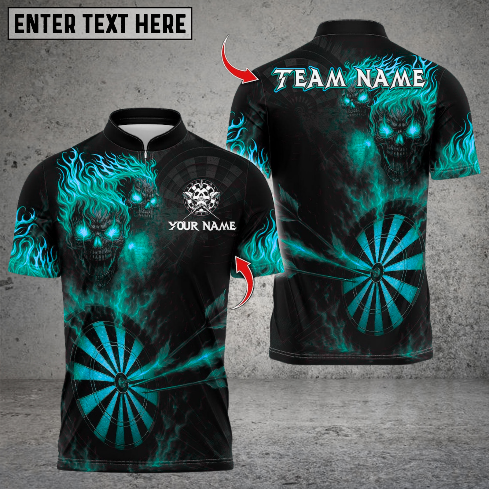 Blisscorners Darts Flame Skull With Dartboard Multicolor Customized Name, Team Name 3D Shirts
