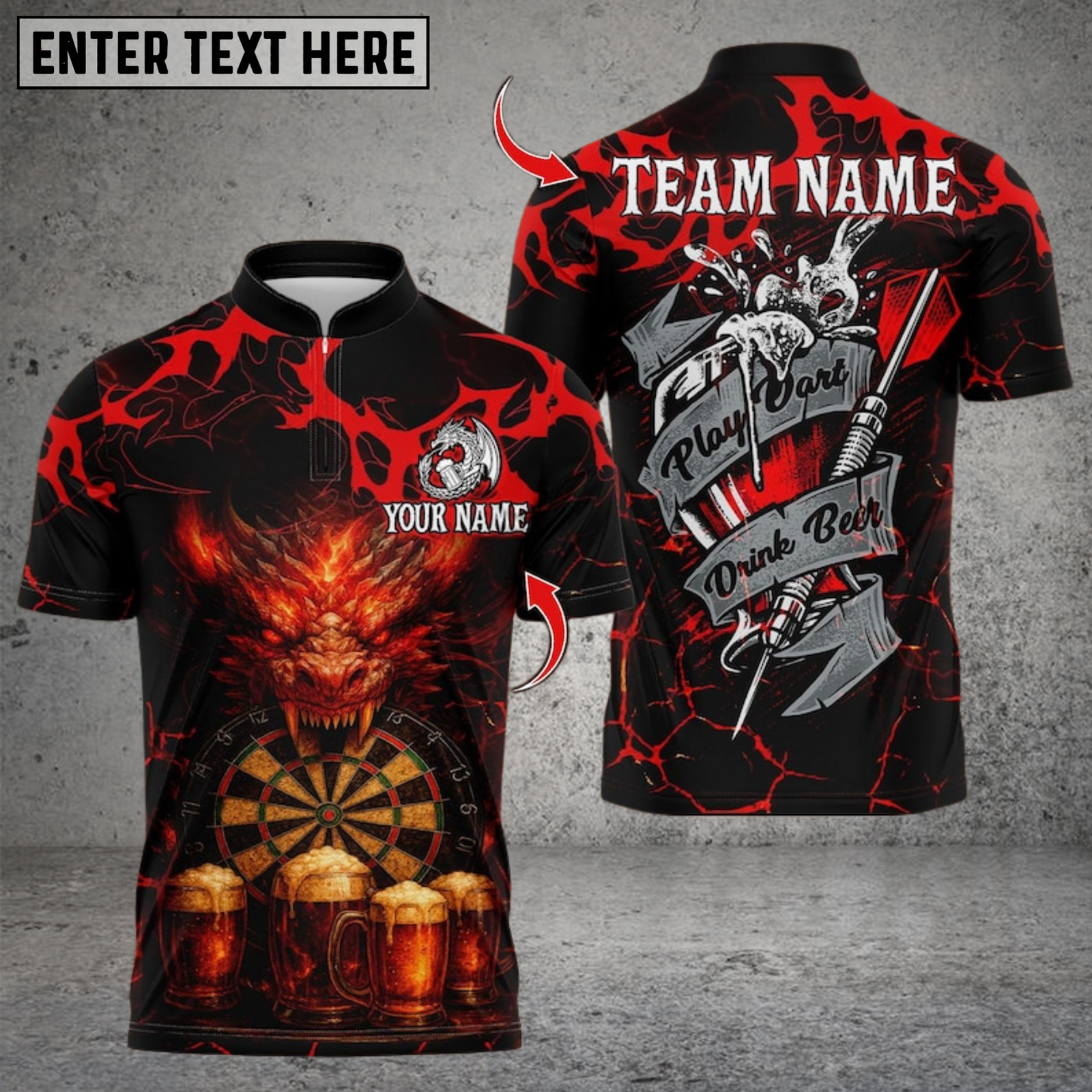 Blisscorners Darts Beer Dragon With Dartboard Multicolor Customized Name, Team Name 3D Shirts