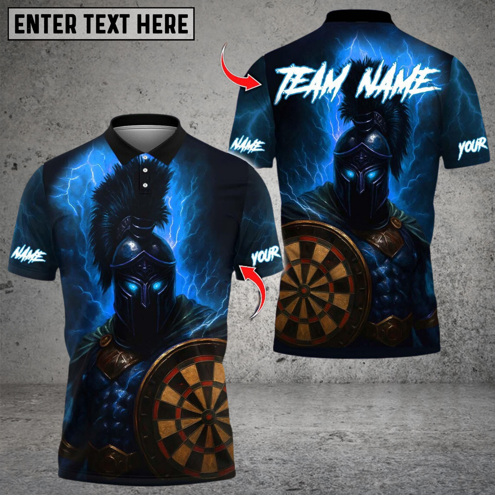 Blisscorners Darts Spartan Warrior Lightning Multicolor Customized Name, Team Name 3D Shirts
