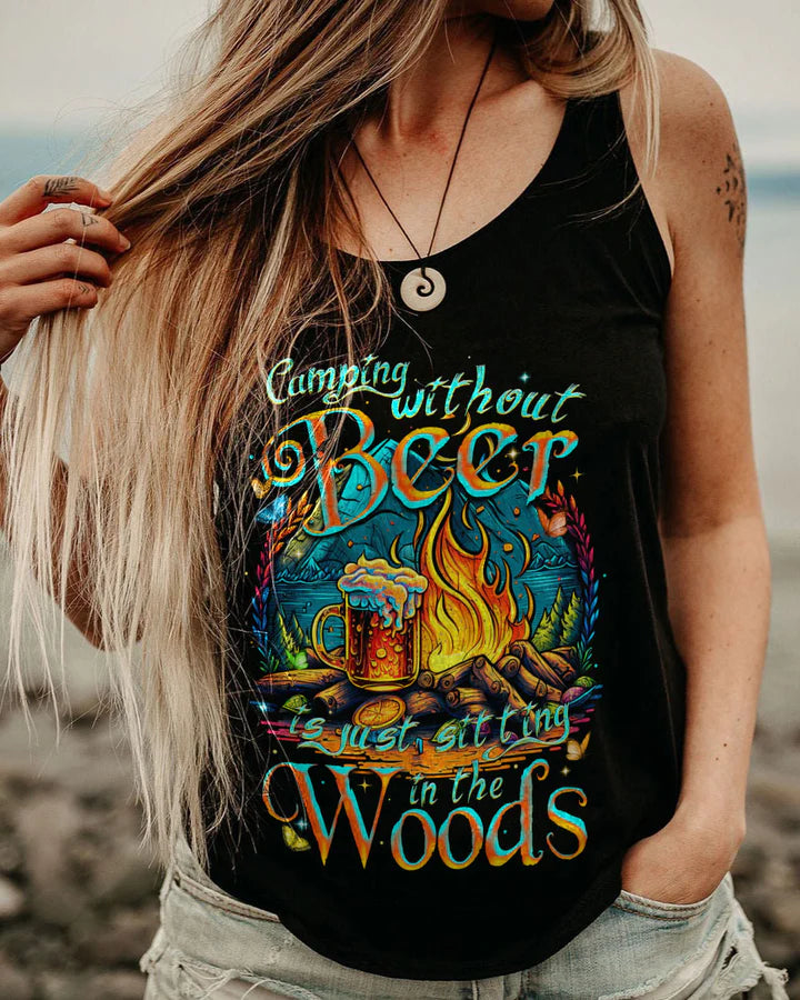 BLISSCORNERS CAMPING WITHOUT BEER IS JUST SITTING IN THE WOODS ALL OVER PRINT