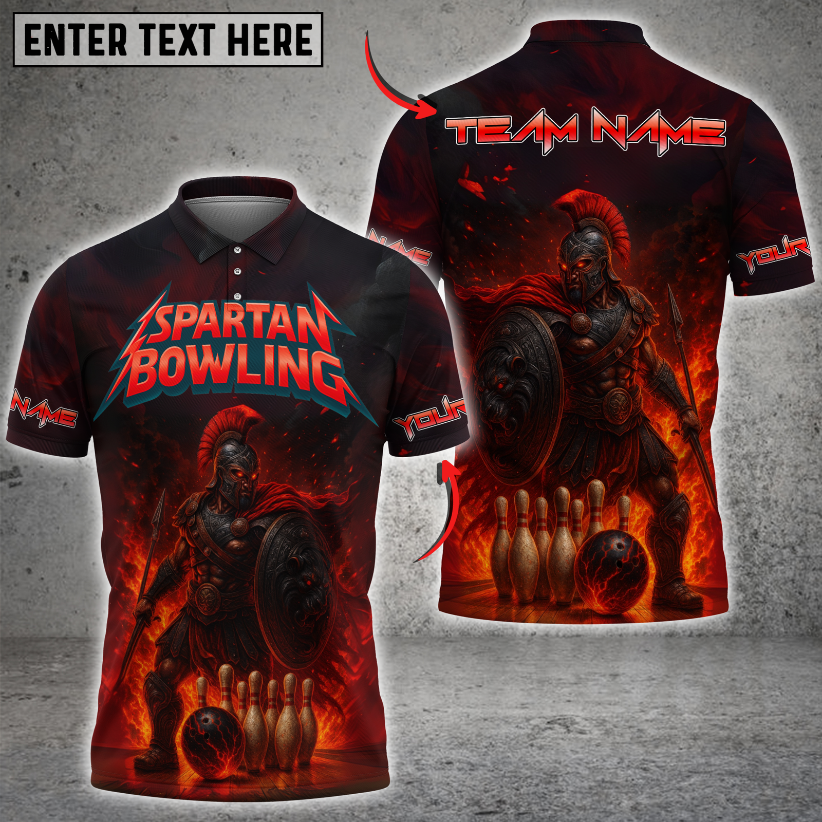 Blisscorners Bowling Spartan Warrior Fire Design Multicolor Customized Name, Team Name 3D Shirts