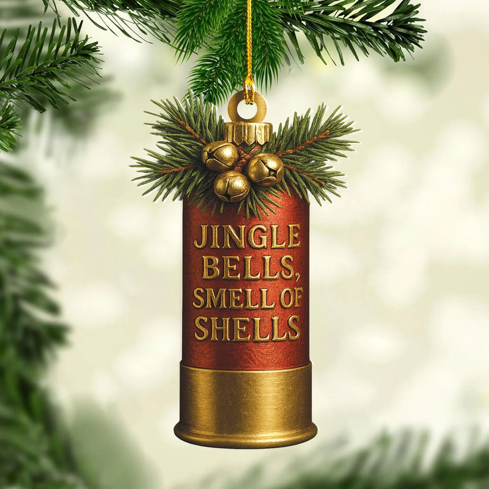 Blisscorners Funny Shotgun Shell Christmas Ornament Rustic Hunting Tree Decoration Gift for Hunters LM0110
