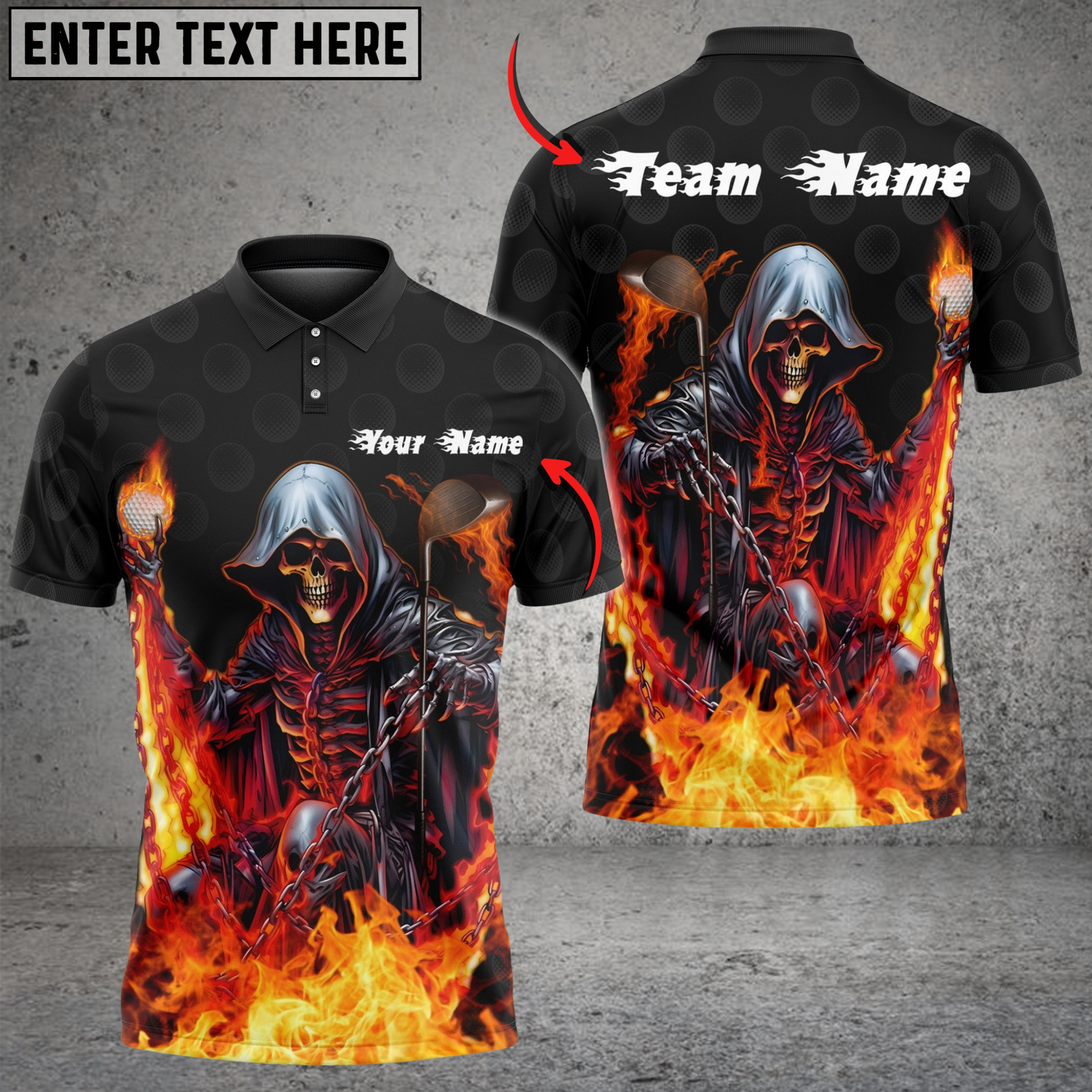 Blisscorners Golf Flaming Grim Reaper Multicolor Customized Name, Team Name 3D Shirts