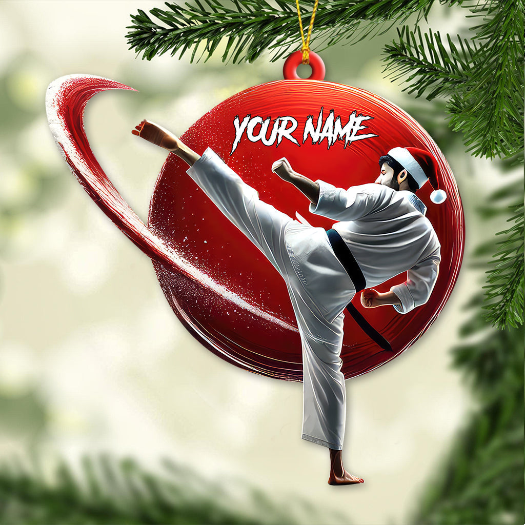 Blisscorners Custom Name Karate Ornament, Christmas Gift for Karate Lover2D Flat LM2111