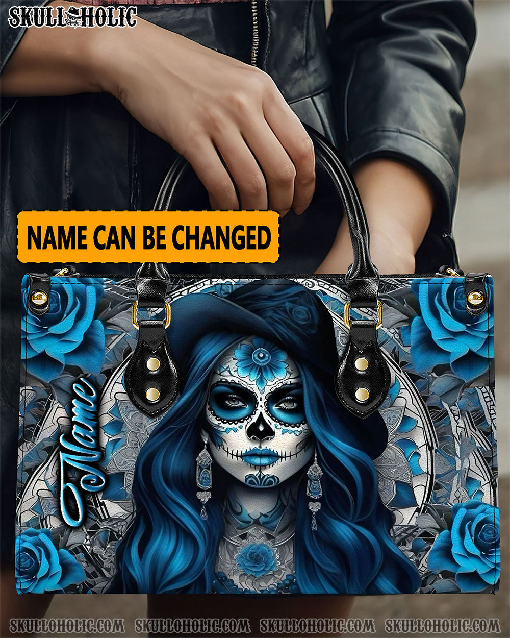 BLISSCORNERS SUGAR SKULL LADY LEATHER HANDBAG