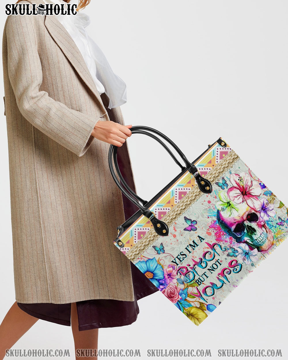 BLISSCORNERS YES I'M A B BUT NOT YOURS LEATHER HANDBAG