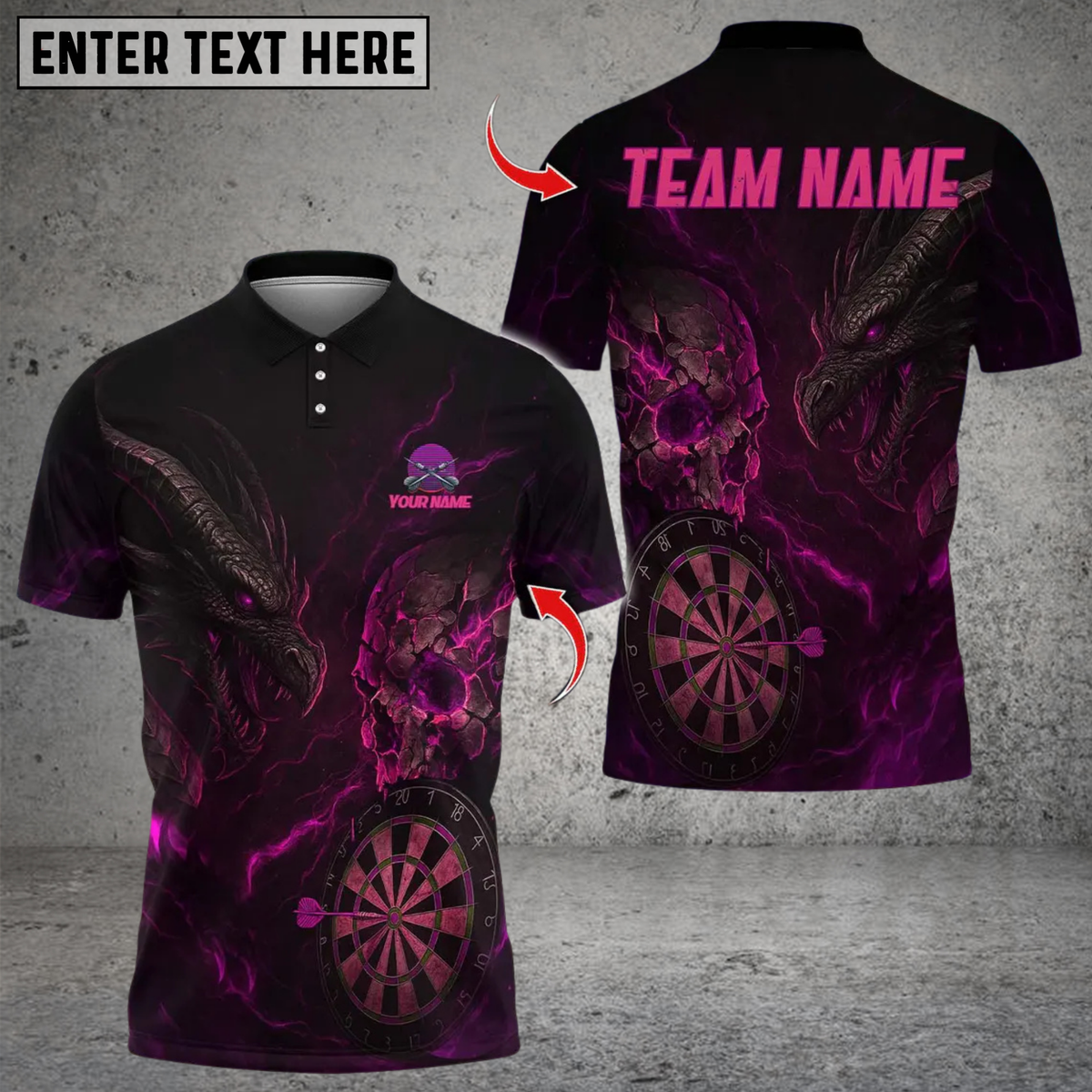 Blisscorners Darts Dark Vibes Mystery Skull Multicolor Customized Name, Team Name 3D Shirts