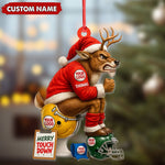 Blisscorners Personalized Football Christmas Ornament, Custom Reindeer Santa Touchdown Decoration, Funny Custom Name Team Logo Gift
