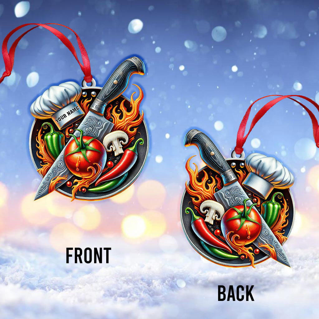 Blisscorners Custom Name Chef Ornament, Christmas Gift for Cooking Lover82D Flat LM2211