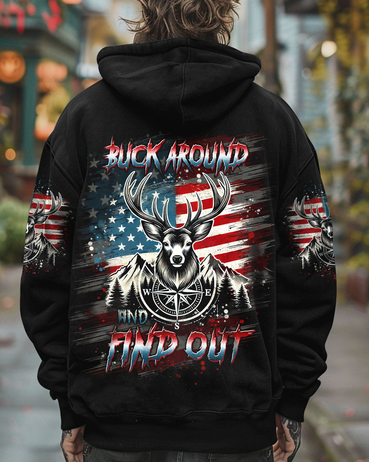 BLISSCORNERS BUCK AROUND AND FIND OUT DEER HUNTING ALL OVER PRINT