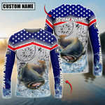 Blisscorners Catfish Fishing American Anchor Compass Lighthouse Graphic Custom Name & Team Name 3D Shirts