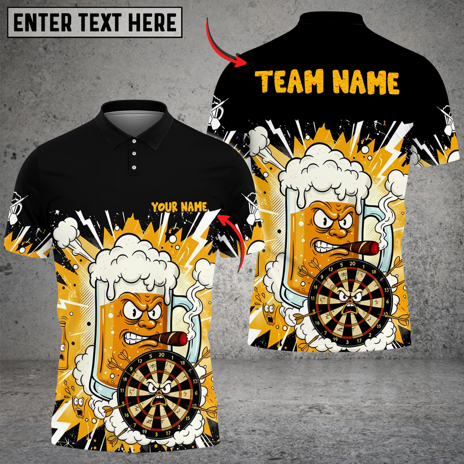 Blisscorners Darts Smoking Beer Mug Character Multicolor Options Personalized Name Shirt (6 Colors)