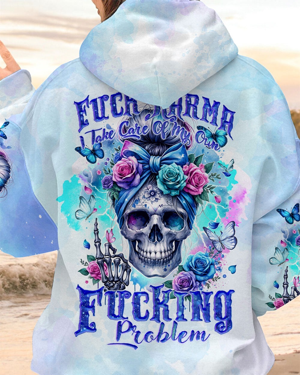 BLISSCORNERS IF I'M TOO QUIET AND SMILING MESSY BUN SKULL ROSE ALL OVER PRINT