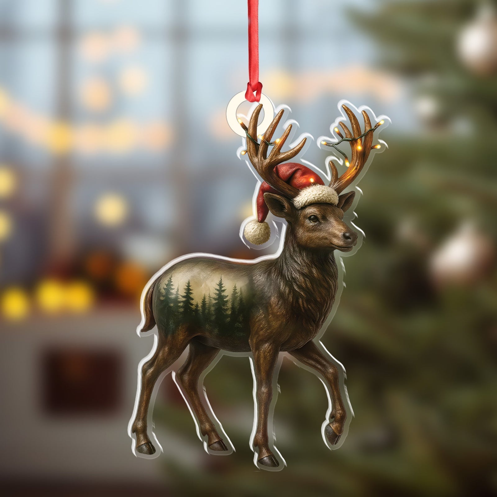 Blisscorners Rustic Deer Christmas Ornament, Woodland Reindeer Holiday Tree Decoration

 LM0411