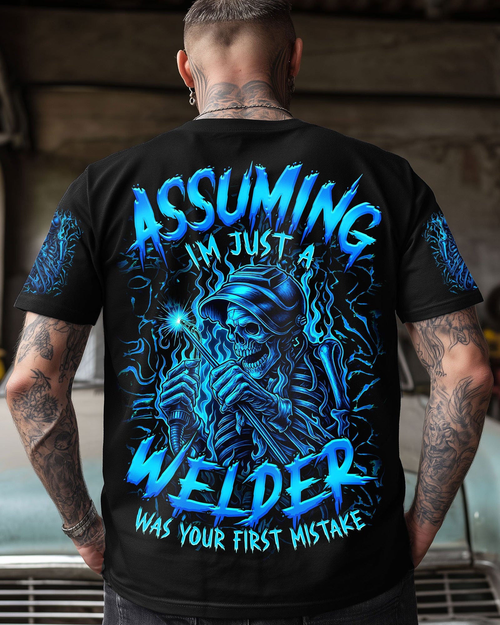 BLISSCORNERS ASSUMING I'M JUST A WELDER SKULL ALL OVER PRINT