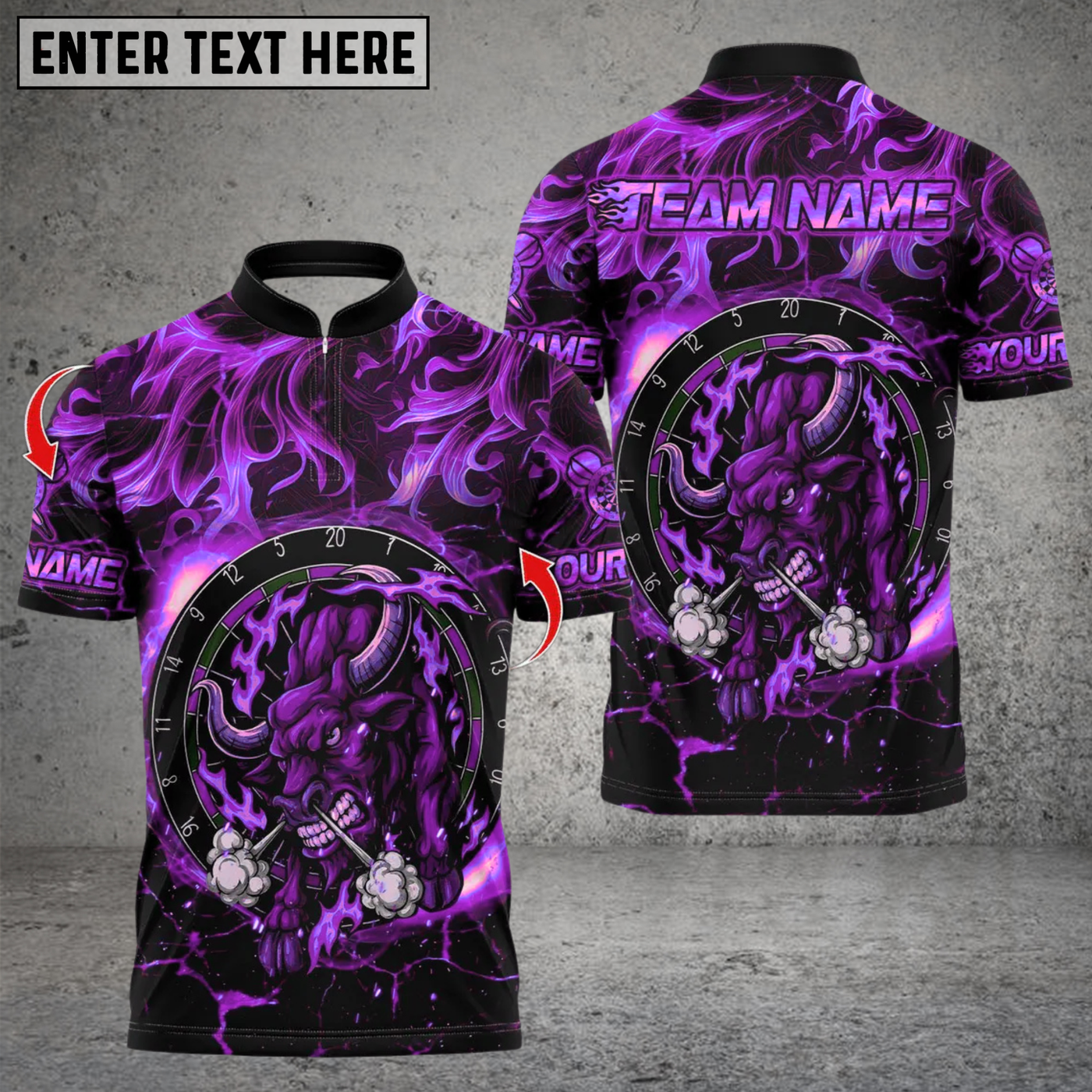 Blisscorners Darts Fire Red Bull Design Multicolor Customized Name, Team Name 3D Shirts