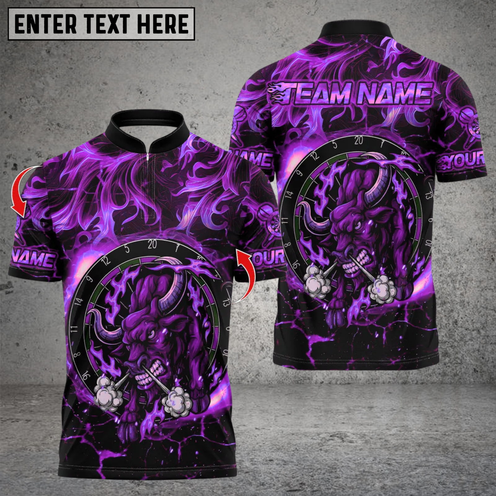 Blisscorners Darts Fire Red Bull Design Multicolor Customized Name, Team Name 3D Shirts