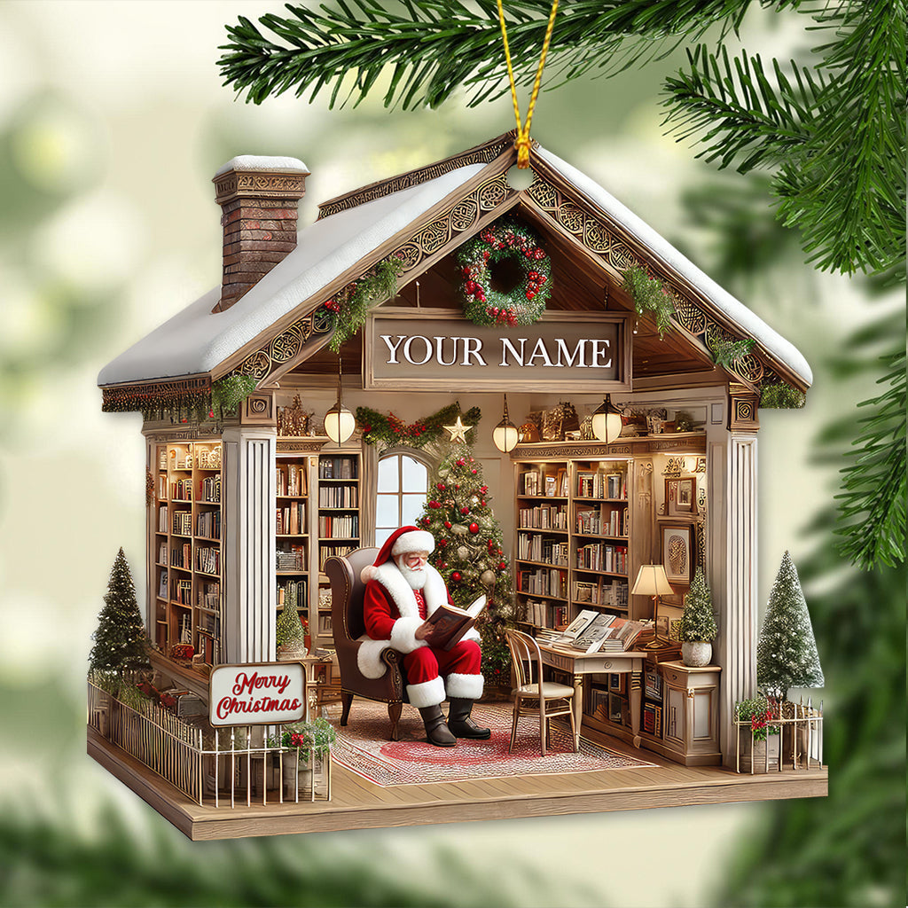 Blisscorners Custom Name Book Store Ornament, Book Lover Christmas Gift2D Flat LM2211