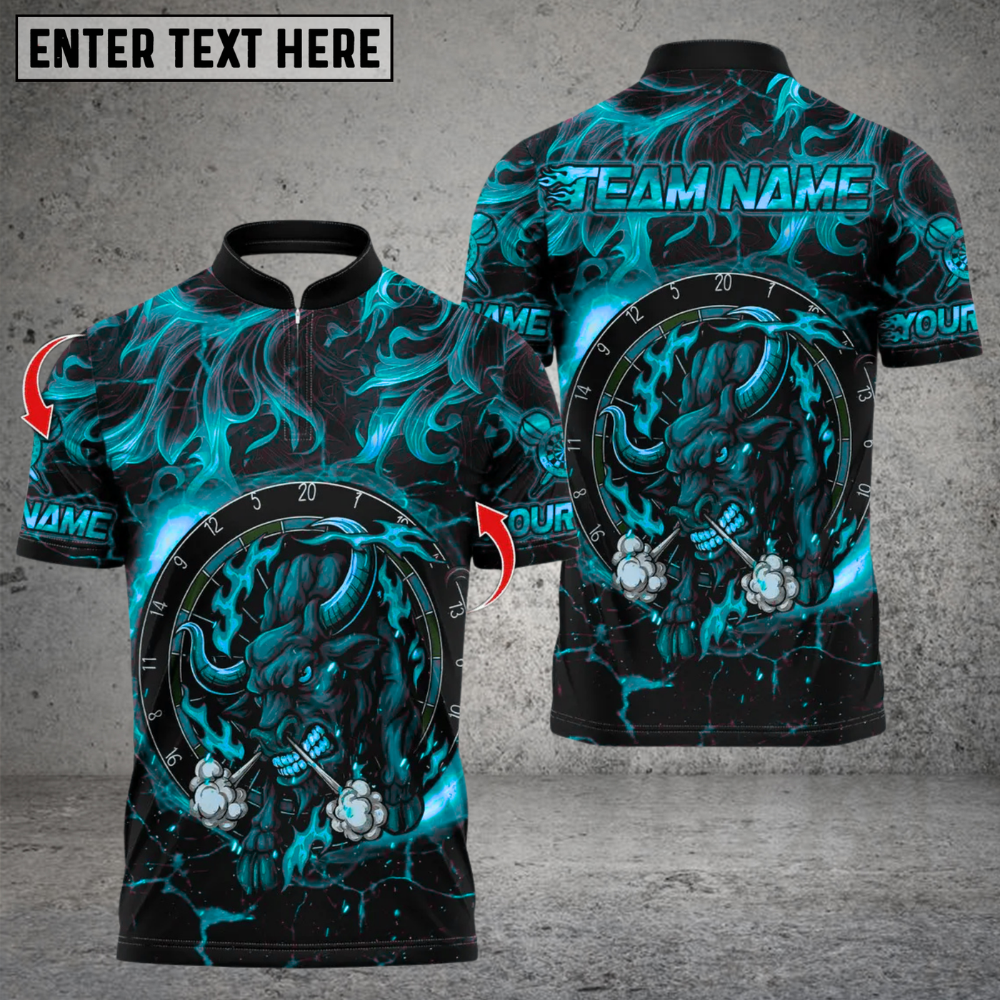 Blisscorners Darts Fire Red Bull Design Multicolor Customized Name, Team Name 3D Shirts