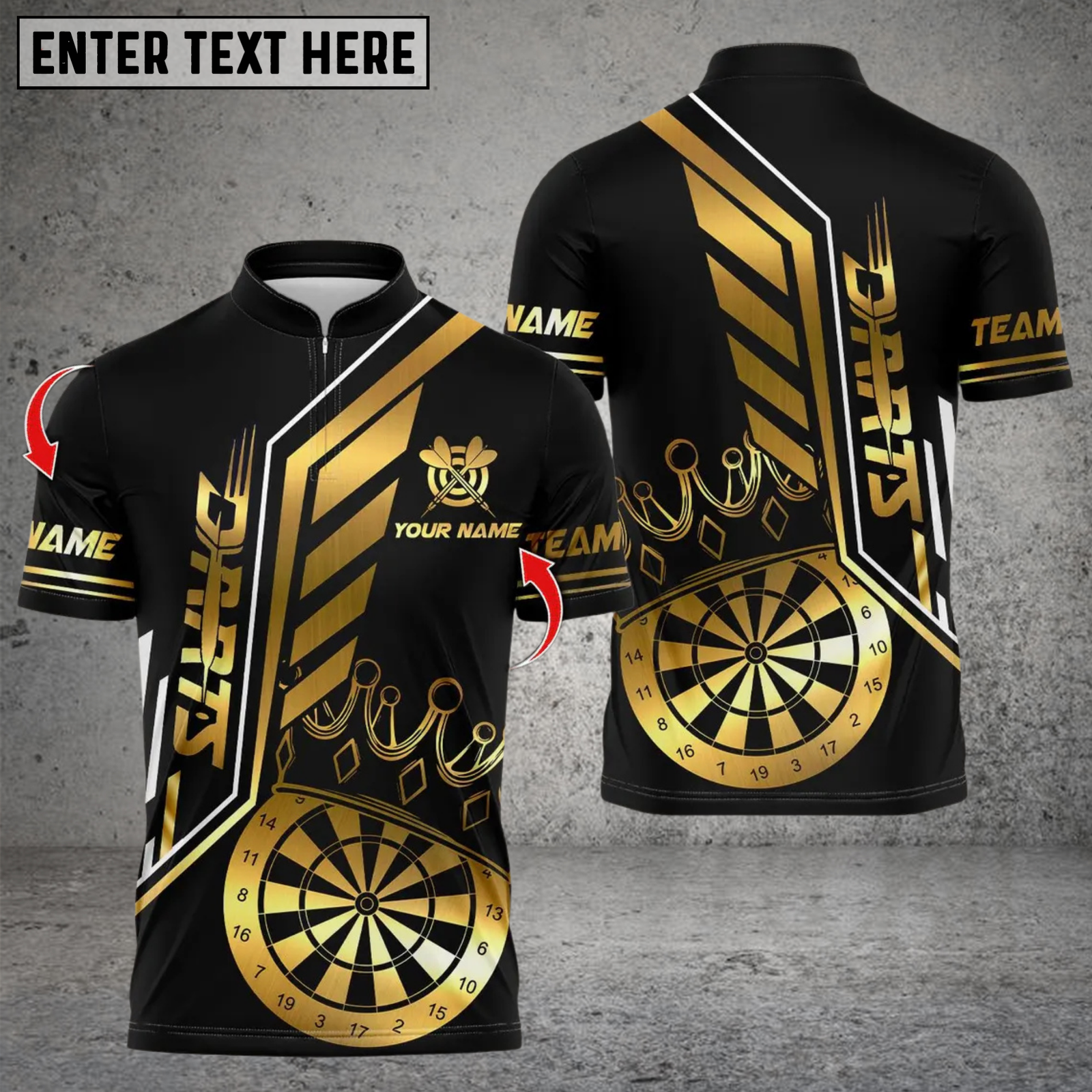 Blisscorners Darts King's Crown Design Multicolor Customized Name, Team Name 3D Shirts