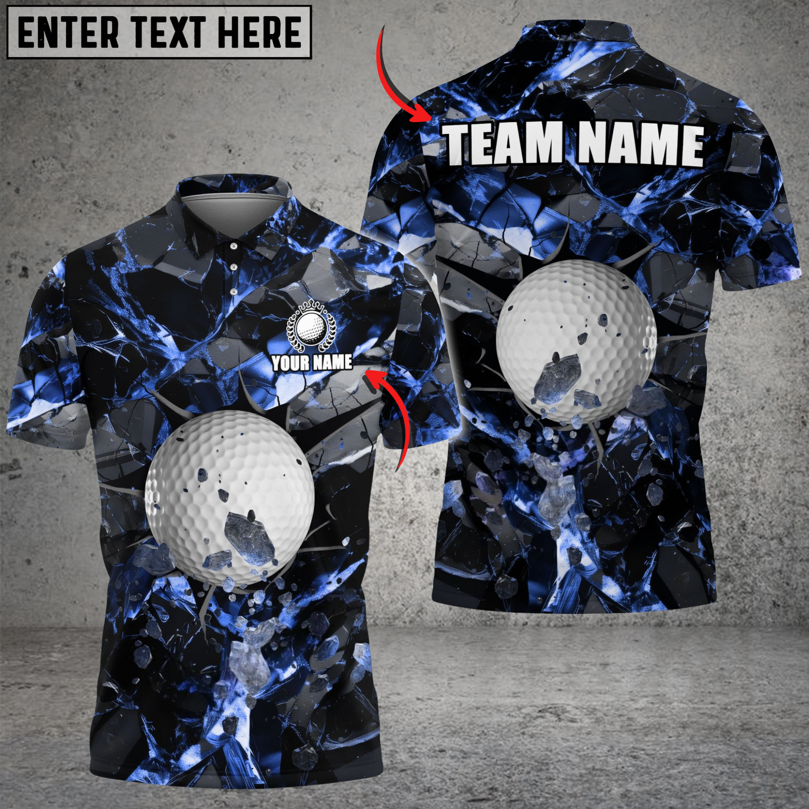 Blisscorners Golf Ball Dark Material Multicolor Customized Name, Team Name 3D Shirts
