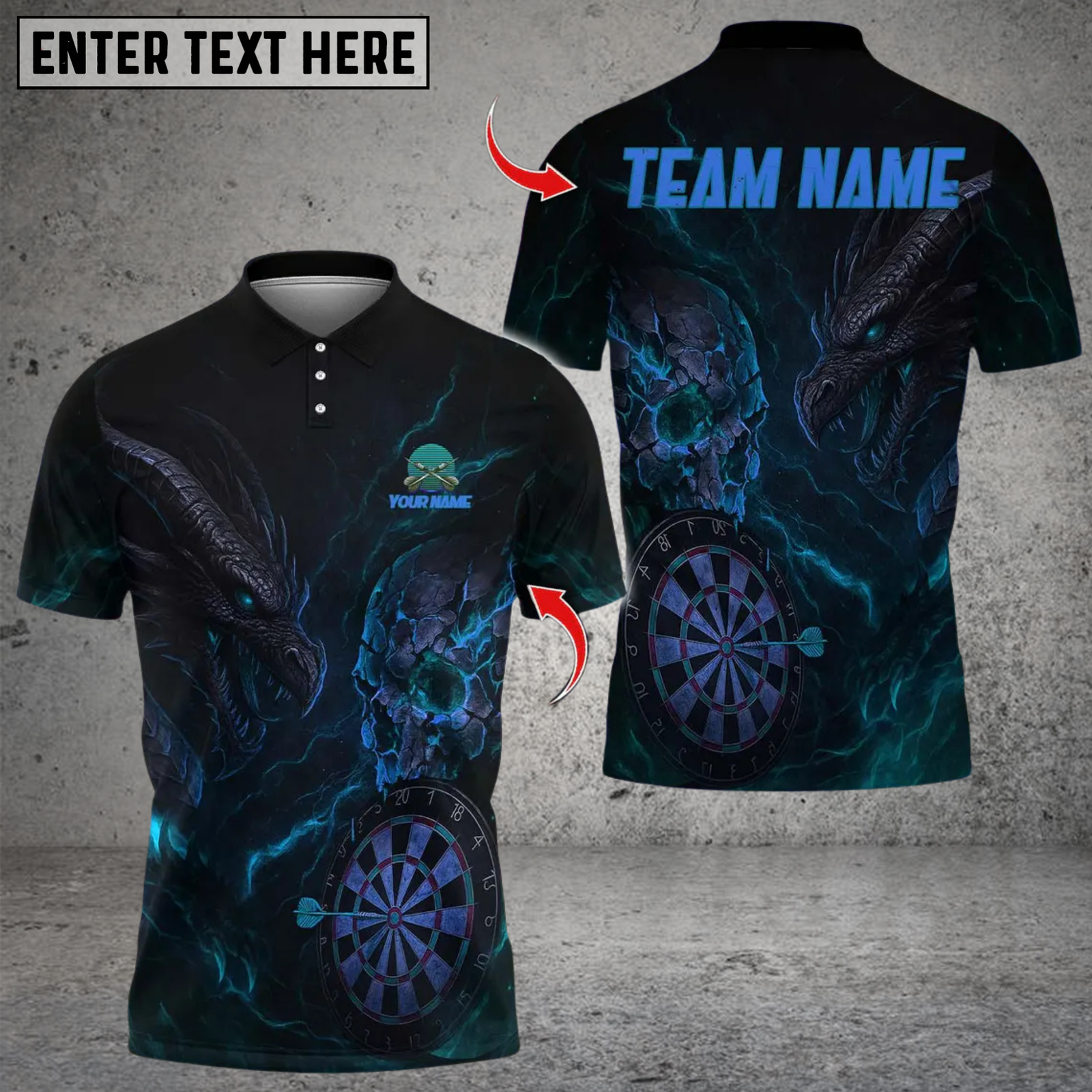 Blisscorners Darts Dark Vibes Mystery Skull Multicolor Customized Name, Team Name 3D Shirts