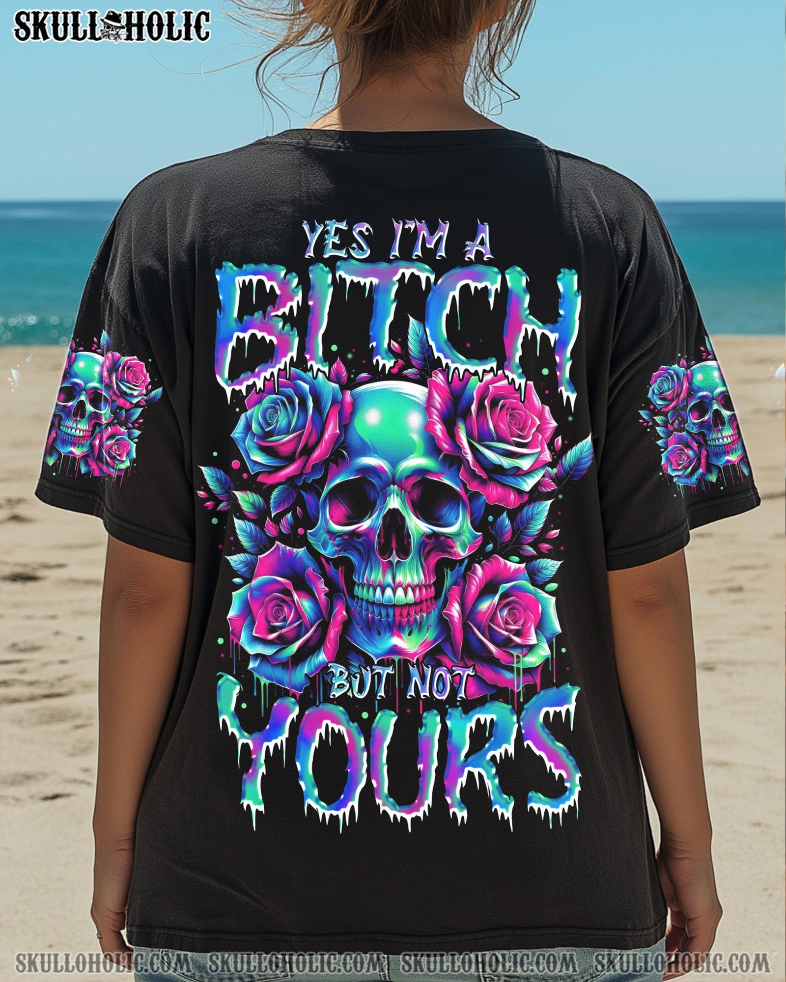 BLISSCORNERS YES I'M A B BUT NOT YOURS SKULL ROSE ALL OVER PRINT