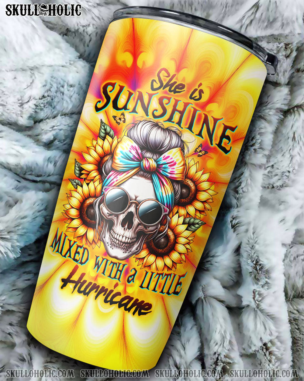 BLISSCORNERS SHE IS SUNSHINE SKULL TIE DYE TUMBLER