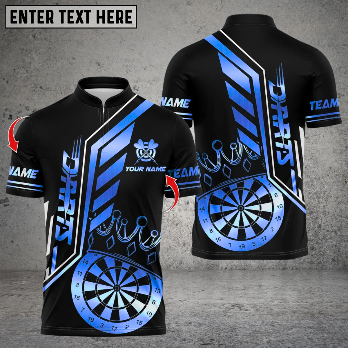 Blisscorners Darts King's Crown Design Multicolor Customized Name, Team Name 3D Shirts